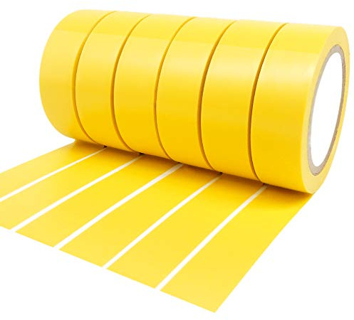 ALBOYI Isolierband 6 Rollen, 17mm x 9m Elektrisches Klebeband Selbstklebendes, PVC Isolierband Wasserdichtfür für Isolieren, Reparieren, Bündeln von Kabeln, Gafferband, Gelb