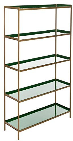 Safavieh Home Justine Contemporary Green and Brass 5-tier Etagere Bookshelf