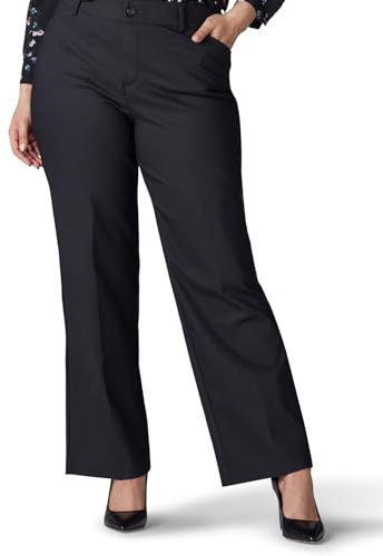 Lee Women's Plus Size Ultra Lux Comfort with Flex Motion Trouser Pant Black 22W Medium, 22