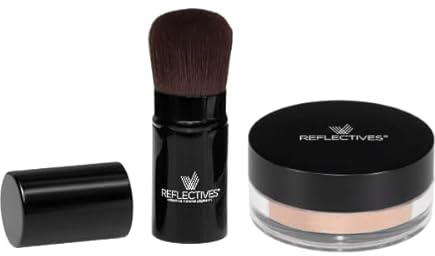 REFLECTIVES MINERAL MAKE-UP PUDER SET incl. Taschen Kabuki Pinsel mit ausgezeichneter Deckkraft (rötlich - hell)