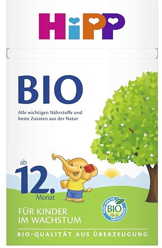 HiPP Bio Kindermilch (4 x 600g), nach 12. Monat, mit Calcium, Eisen, Vitamin C und D, für Kleinkinder im Wachstum, in bester Bio-Qualität