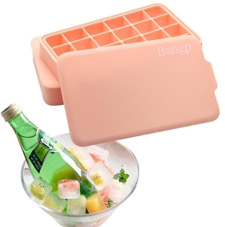 Mini Ice Cube Tray with Lid, Small Ice Cube Moulds, 24hole Silicone Ice Cube Tray for Whiskey,Cocktails, babywith Non-Spill lids,2 Pack Ice Tray for Freezer (Pink)