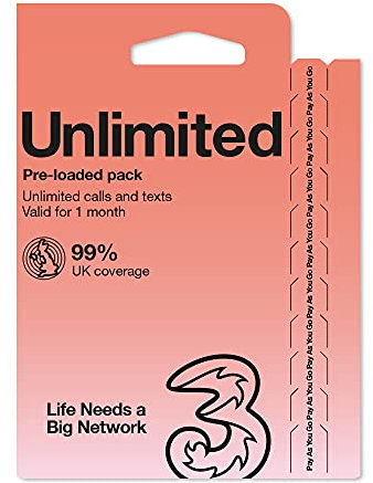 DREI Mobile unbegrenzte Daten Pay As You Go SIM