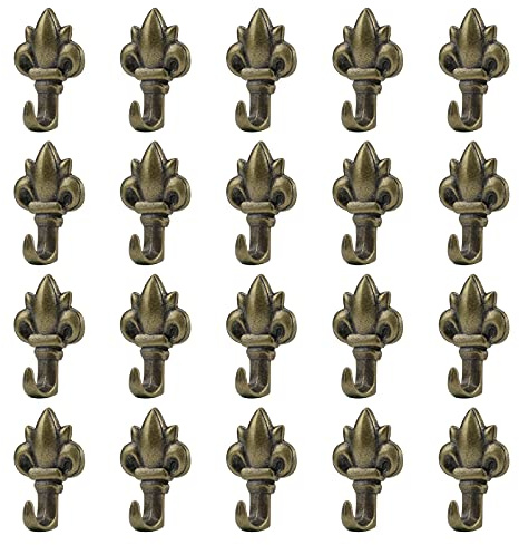 INCREWAY Metallhaken Pinnnadel-Kleiderbügel, Bronze-Blumenform, Push-Haken, Vintage-Bild-Aufhängung, kleine Wandhaken mit Nagel zum Aufhängen (Blumenform)