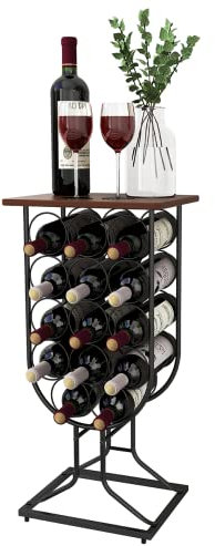 Taleco Gear Freistehendes Weinregal, flaschenregal Weinständer rustikaler Stil, hält 14 Flaschen Weinregal, weinflaschenhalter freistehender Boden, dekoratives weinregal stapelbar Weinregal Metall