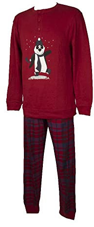CRAZY FARM Pigiama Bambino Ragazzo Cotone Interlock Invernale Manica Lunga Collo Serafino Articolo 32294 Pigiama Serafino Kid, 2174 Rosso, 13 Anni