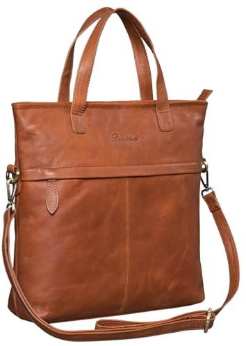 Benthill Leder Shopper Damen | Umhängetasche aus echtem Rindsleder | Große Schultertasche mit Henkeln | Vintage Handtasche, Farbe:Braun