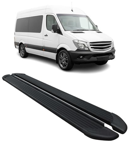 OMAC Trittbretter kompatibel mit Mercedes Sprinter W906 2006-2018 L2 Langer Alu Schwarz