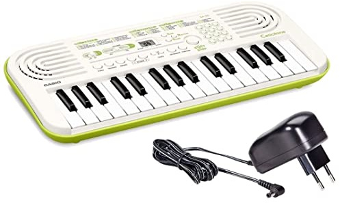 SA-50 Mini Tastiera 32 Tasti: Tastiera Digitale Portatile e Leggera per Bambini, Compatibile con Cuffie - MusicalStore2005 (Tastiera SA-50-32 tasti con Alimentatore, Bianco/Verde Lime)