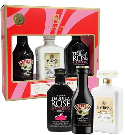 Cream Liqueur Selection Gifts for Women - Tequila Rose, Original Irish Cream & Disaronno Velvet Liqueur 5cl Miniature Alcohol Bottles Gift Set for Christmas Gifts, Stocking Fillers