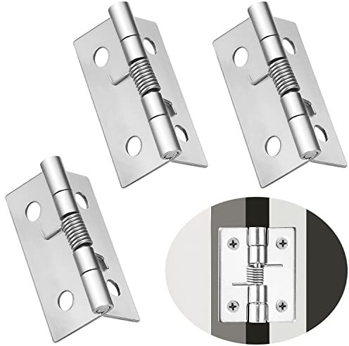 Cerniere per Ante Cucina in Legno - Kit 3 Pezzi Grandi in Acciaio Inox - Cerniera a Molla Senza Viti per Mobili e Porte Pesanti (2 Pollici)