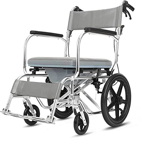 CRAGCO Nachtstuhl mit Rollen, Toilettenstuhl/Duschrollstuhl,Klappbarer Toilettensitzstuhl, Toilettenstuhl Duschstuhl Transportrollstuhl 360°C Drehbar mit Feststellbremse