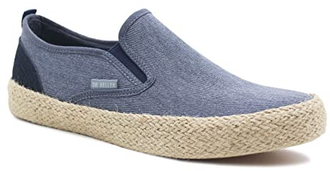Dr Keller Mens Canvas Slip On Denim Lightweight Casual Pumps Woven Rope Sole Boat Shoes Flat Deck Shoes (Navy, UK_Footwear_Size_System, Adult, Men, Numeric, Medium, Numeric_10), 10 UK