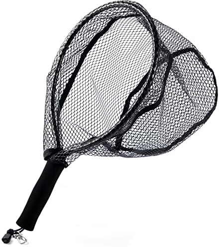 Alwonder Fly Fishing Net with EVA Handle, Fishing Landing Nets CNC Aluminum Alloy Frame, Rubber Coated Mesh Trout Net Kayak Nets for Trout Crappie Bass Sunfish Bulegill Panfish - Black