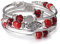 FULU AUTUMN Damen Boho Armband mit Mehrschichtiges Perlen Silber Wickelarmband Modeschmuck Geschenke zum Geburtstag und Muttertag für Frauen(Red)