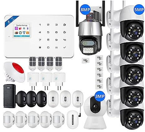 Alarm System W181 Alarm System Central Unit WIFI GSM Alarm Smart Wireless Door Sensor Burglar Support APP Control Zero false positive rate (Color : KIT 2)