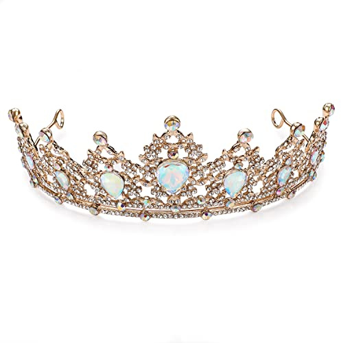 hengkaixuan Borealis Aurora Stein Krone Gold Metall Tiara Braut Hochzeit Kristall Tiara Frauen Krone