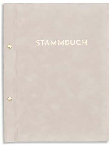 A4 Stammbuch der Familie Sanu helles Grau Druckschrift Gold Samt Stamdesamt Trauung