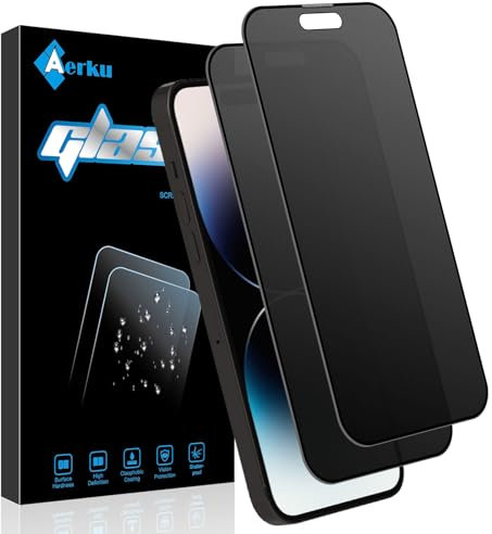 Aerku 2 Stück Full Screen Matte Sichtschutz Schutzfolie Kompatibel mit iPhone 14 Pro für Panzerglas Matt, Anti Fingerabdrücke Anti-Spy Folie, 9H Blendschutz Privacy Anti-Spähen Schutzglas -6,1 Zoll