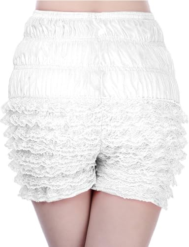 ZUYPSK Culotte pour femme - Jambe longue - Culotte avec volants en dentelle - Short de sécurité - Sous-vêtements - Legging court - Pantalon de yoga - Danse, Blanc., L