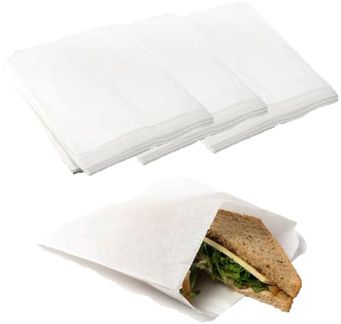 100 Greaseproof Paper Bags - Large 10 X 10” - Perfect For Bakery Goods, Snacks, Sandwiches, Fried Foods, And Takeaways. Keep Items Fresh, Mess-Free, And Packaged Professionally, Catering Or Home Use