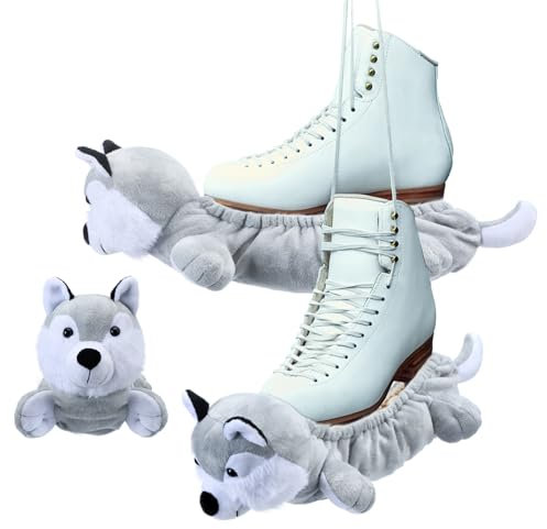 RoundFunny Kufenschoner für Eishockeyschlittschuhe mit Hundemotiv, niedlich, für Eiskunstlauf, für den Winter, für Jungen, Kinder, Mädchen, Erwachsene