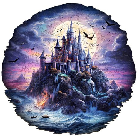 Holzpuzzle Erwachsene, 250 Teile Geheimnisvolles Schloss Puzzles, 34x33.1cm Wood Puzzle, Unregelmäßige Einzigartige Tierform Holzpuzzles für Erwachsen, Schön Geschenk für Familie Freunde