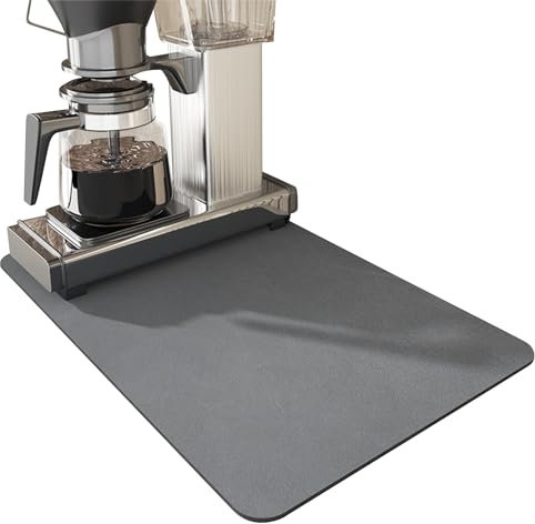 Dunkwckore Tappetino Scolapiatti Assorbente, 60 X 40cm Tappetino Macchina Caffe, Tappeto Scolapiatti Cucina, Tappetino Sotto Lavello, Tappetino Asciuga Piatti per Antiscivolo Assorbente(Grigio Scuro)