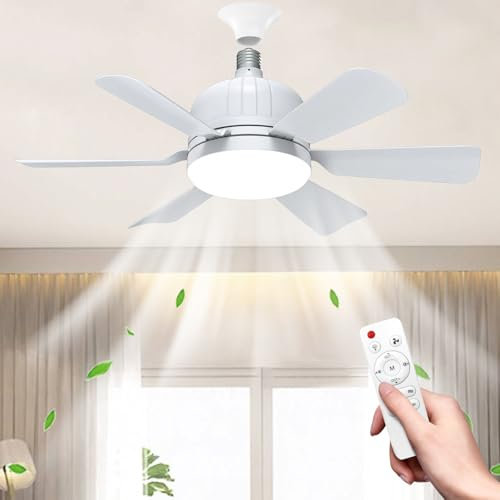 Deckenventilator mit Beleuchtung Leise,LED Deckenleuchte Ventilator E27 Glühbirne mit Fernbedienung,40w Flacher Deckenventilator,3-Farbtemperaturen,3 Geschwindigkeiten,für Schlafzimmer, Wohnzimmer