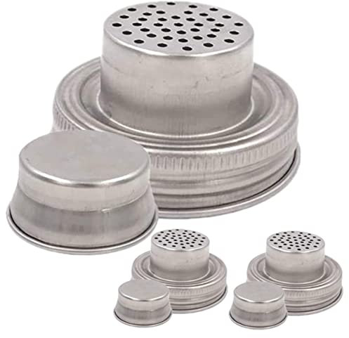 Ciieeo 3pcs Stainless Steel Jar Shaker Lids Silicone Seal for Spices Salt and Cocktails Compatible 70mm Mason Jars for Home Use and Kitchen Organization