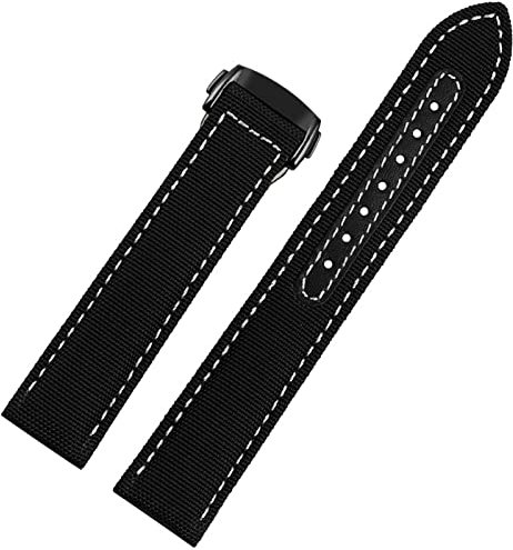 KLVN Uhrenarmband für Omega 300 Stoff Leder Aqua Terra 150 Cupuncture Needle Captain Gewebtes Nylon-Leinen-Uhrenarmband 19 mm 20 mm 21 mm 2 mm Uhrenarmbänder, 21 mm, Achat