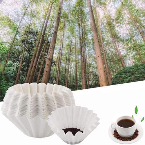 Coffee Filters Disposable 100Pc, Disposable Basket Coffee Filters 1-4 Cups Natural Paper, Thicken Coffee Filter Paper Basket Fit for Pour Over Coffee Dripper and Drip Coffee Maker, White