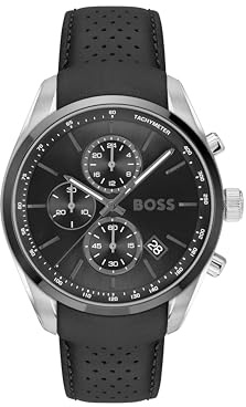 BOSS Chronographen-Quarzuhr mit Kalender für Herren Kollektion Grand Prix 44 mit Edelstahl- oder Lederarmband