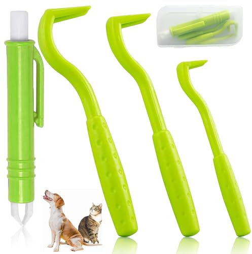 SiHuiTu 3 Pieces of Tick Remover Tools for Dogs, Painlessly Tick Removal Tool, Multifunctional Tick Remover Kit for Dog Cats Rabbits, Ideal Tick Hooks for Pet Shop Including Storage Box (Green)
