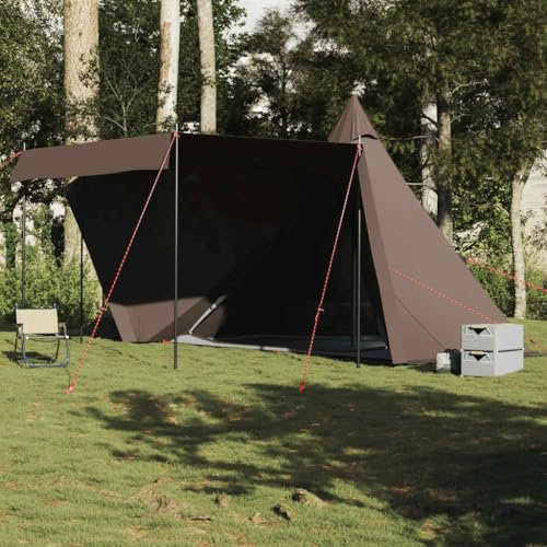 Homgoday Tipi-Familienzelt 6 Personen Braun Wasserdicht Familienzelt Camping Zelt Campingzelt Zelt Wasserdicht für Trekking, Camping