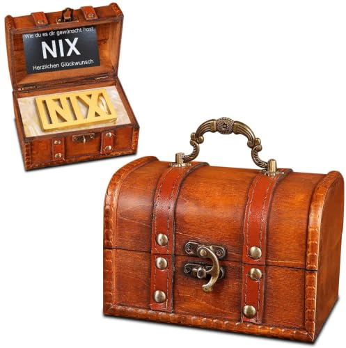 DAZZTIME Vintage Holz Schatztruhe,Schatzkiste Holz,Lustige Geschenke