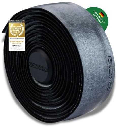 CONTEC Lenkerband Comfort.Tacky, 2000x30x2,5 mm, aus Polyurethan, selbstklebend und rutschsicher, mit Klebestreifen und 2 Lenkerstopfen, Paar, asphalt metallic