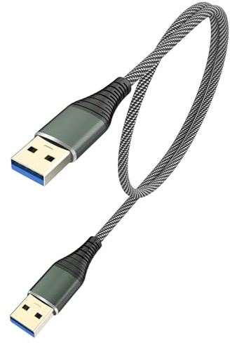 TIGOJH USB3.0 Male to Male Cable 0.5M,USB to USB Cable with Gold-Plated Connector for Hard Drive Enclosures, DVD Player, Laptop Cooler