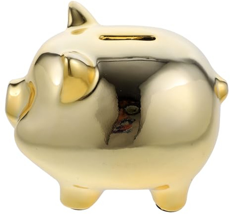 Salvadanaio Ceramico Creativo Oro, Decorazione Tavolo | Monete e Banconote, Aiuta Risparmio, Figura da Scrivania, Idea Regalo Compleanno