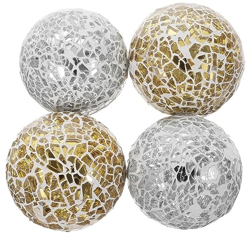 BATHVEVE Bola de Cristal Decorativa, Esferas de Decoración de Vidrio, Paquete de 4, Estilo Moderno para Mesa y Hogar, Adecuado para Inauguración y Decoración