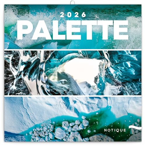 NOTIQUE Väggkalender 2026 Palett, månadsöversikt i häfte, estetisk design 30 x 30 cm (öppen 30x60)