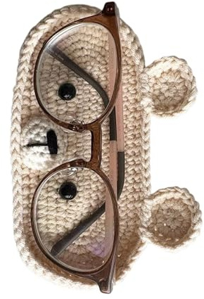 Gestrickter Brillenhalter in Tierform, dekorativer Schreibtisch-Organizer, gehäkelt, Brillen-Schreibtisch-Aufbewahrungstablett, einzigartig, handgefertigt, weich, gestrickt, Brillenschutz