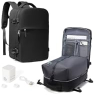 HPLQQ Sac à dos sous vide de voyage avec pompe, Cabine Avion Ryanair/Wizz 40x30x20 Bagage cabine à main avec compression pour homme et femme,Sac airbag avec pompe,H1-Noir