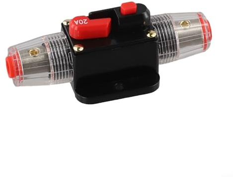 babominimer Fusible de réinitialisation manuelle pour disjoncteur en ligne automatique 12 V-24 V CC avec cosses de fil et tube thermorétractable pour RV Marine Automobile Audio (20 A)