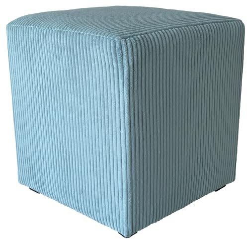 Extrasen Hocker Wohnzimmer Sitzhocker - Quadratisch 40 x 40 cm - Sofahocker - Dünner Cord Minze