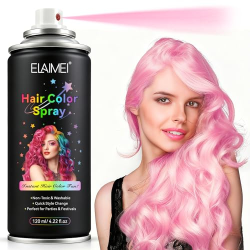 Pink Hair Spray 4.22oz Temporary Hair Color Spray for Kids Women Men, One-Time Use Hair Dye Washable Hair Color Wax Natural Hair Strong Style Gel for Cosplay,Christmas,Halloween,Party Makeup