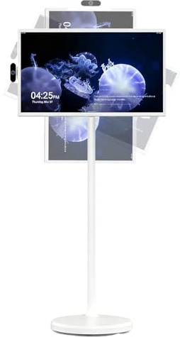 Smart TV portatile UHD 4K da 32'' con Android 14, monitor touchscreen e rotazione completa, 15.000 mAh, 8 GB di RAM+128 GB di spazio di archiviazione, CPU 8-core Qualcomm, per camera da letto