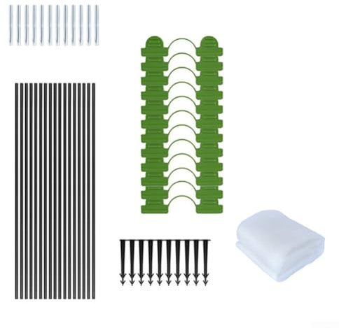 Juego de aros de invernadero que ofrece a prueba de insectos y heladas para protección de plantas, hecho de fibra de vidrio para un apoyo duradero de cubiertas y películas de jardín (paquete de 2)