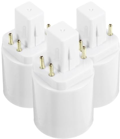 Kisangel Adaptateur pour Ampoules G24q 4 Broches vers Douille E27, Convertisseur de Tête de Lampe Compatible Ac100-240v, Lot de 3, Support de Douille LED Résistant la Chaleur, Usage