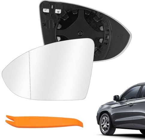 Spiegelglas Links Kompatibel mit Golf 7 Beheizbar Asphärisch | für Golf 7 Fahrerseite, Außenspiegel Ersatz, Klare Sicht, Robuste, Für Alltag Und Werkstatt, mit Trägerplatte